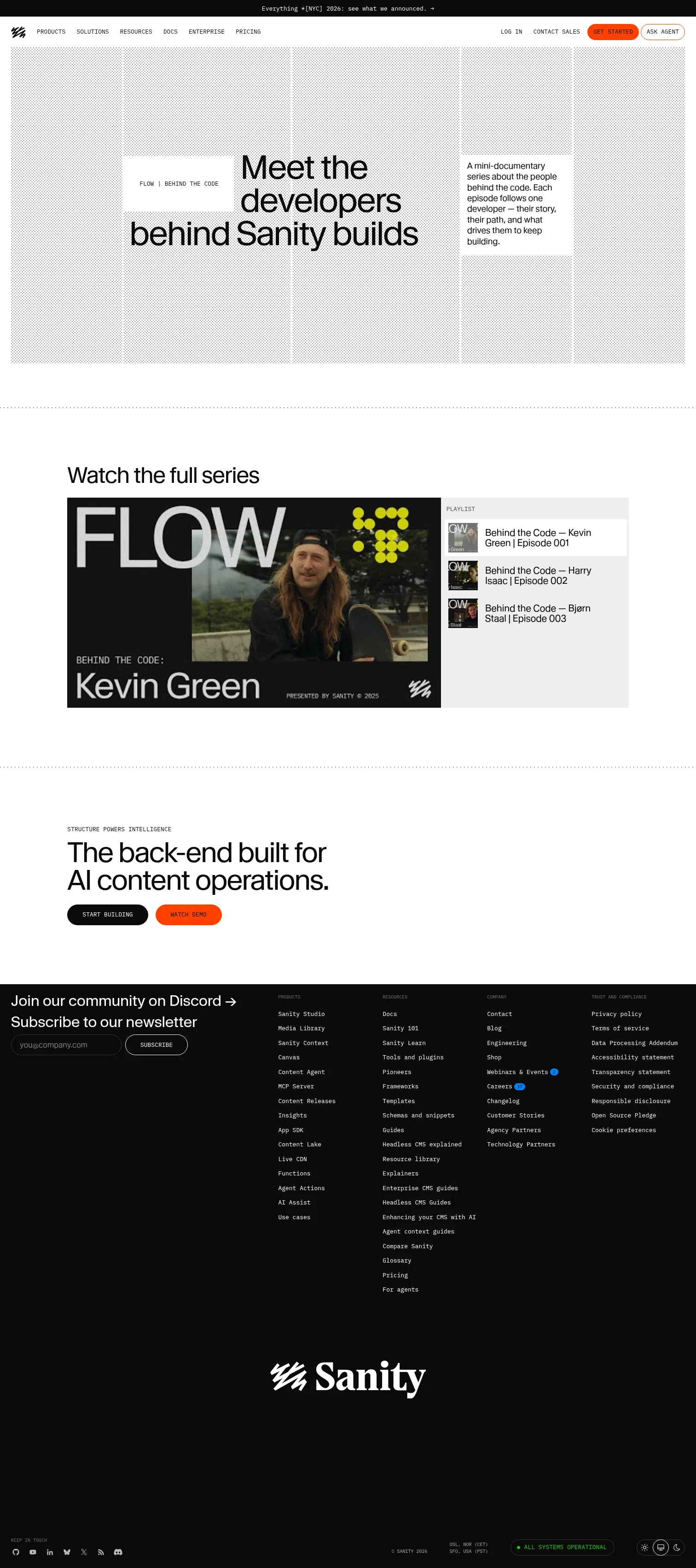 sanity.io/flow on desktop, full screenshot
