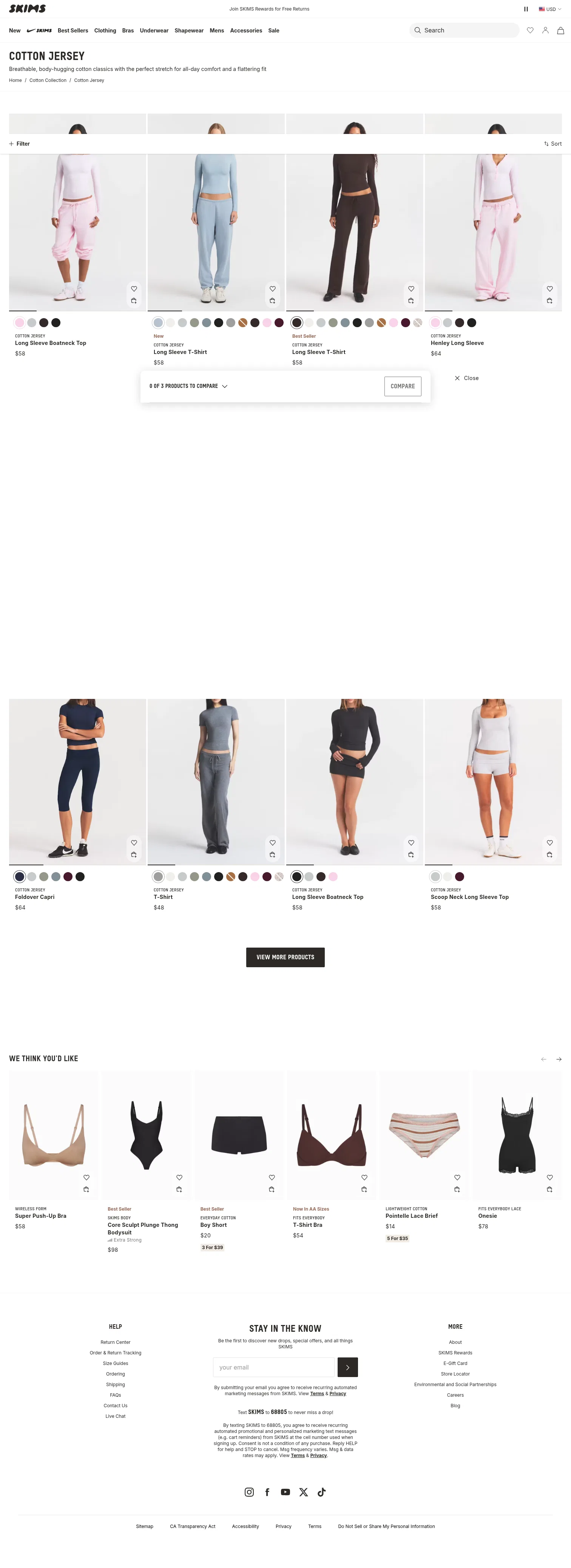 skims.com/collections/cotton-jersey on desktop, full screenshot