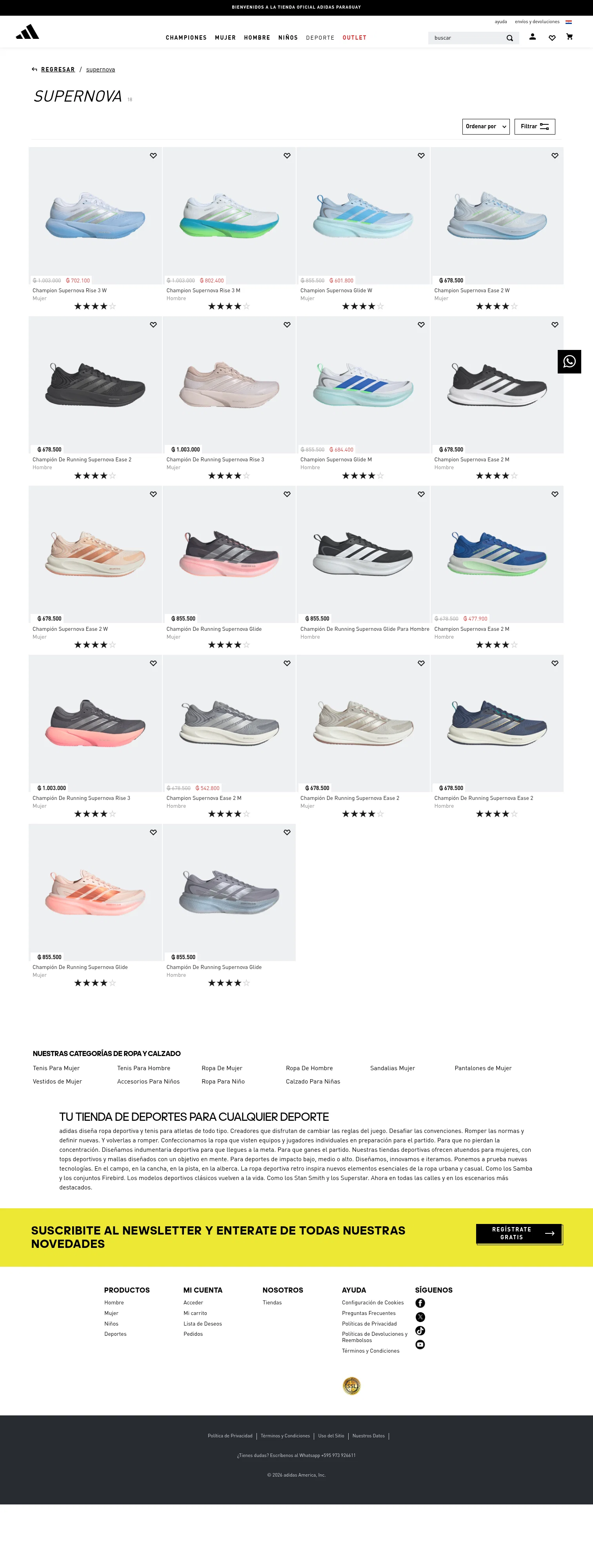 adidas.com.py/supernova on desktop