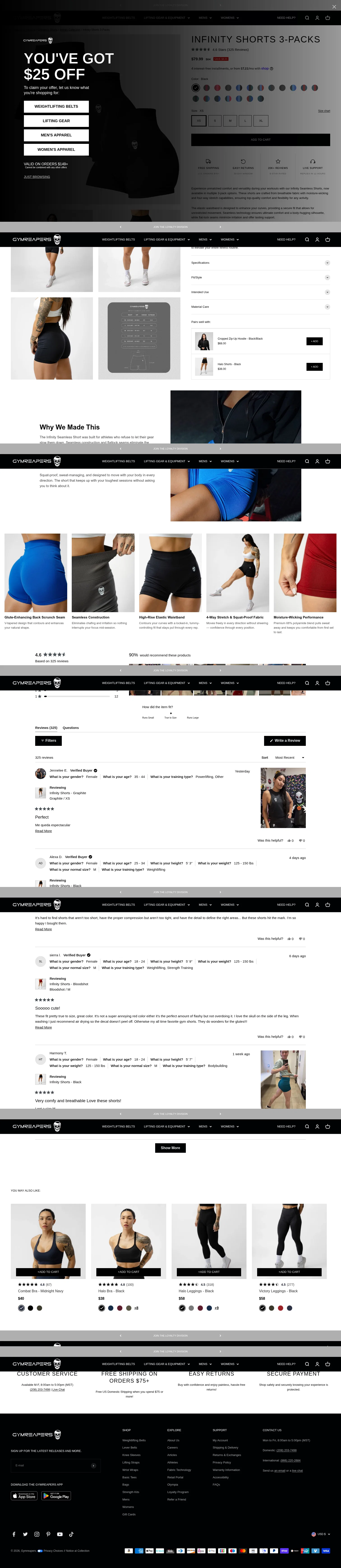 gymreapers.com/products/infinity-shorts-3-packs on desktop