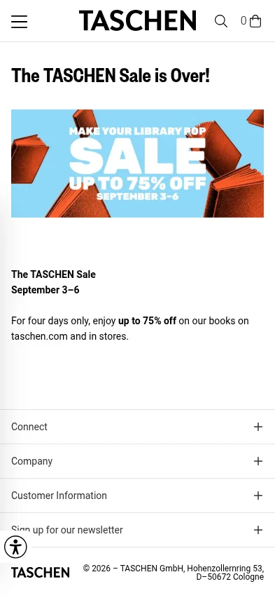 taschen.com/en/company/sale-announcement on mobile