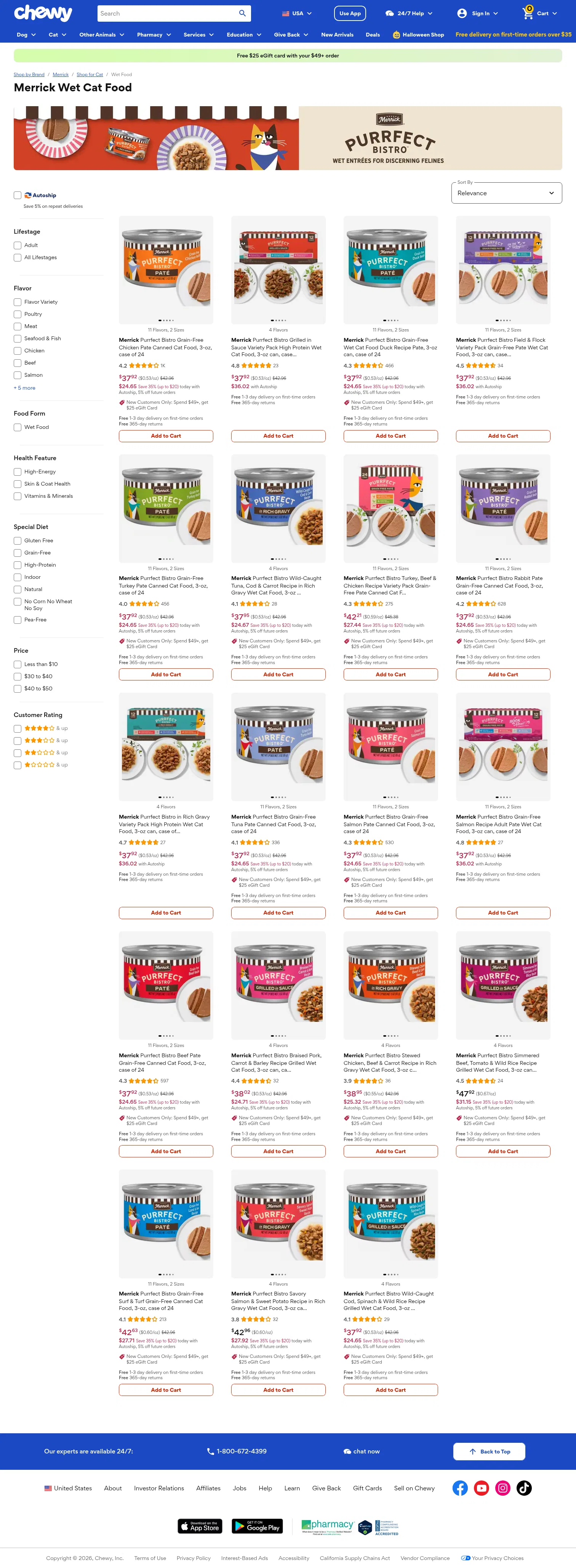 chewy.com/brands/wet-food-143942 on desktop, full screenshot