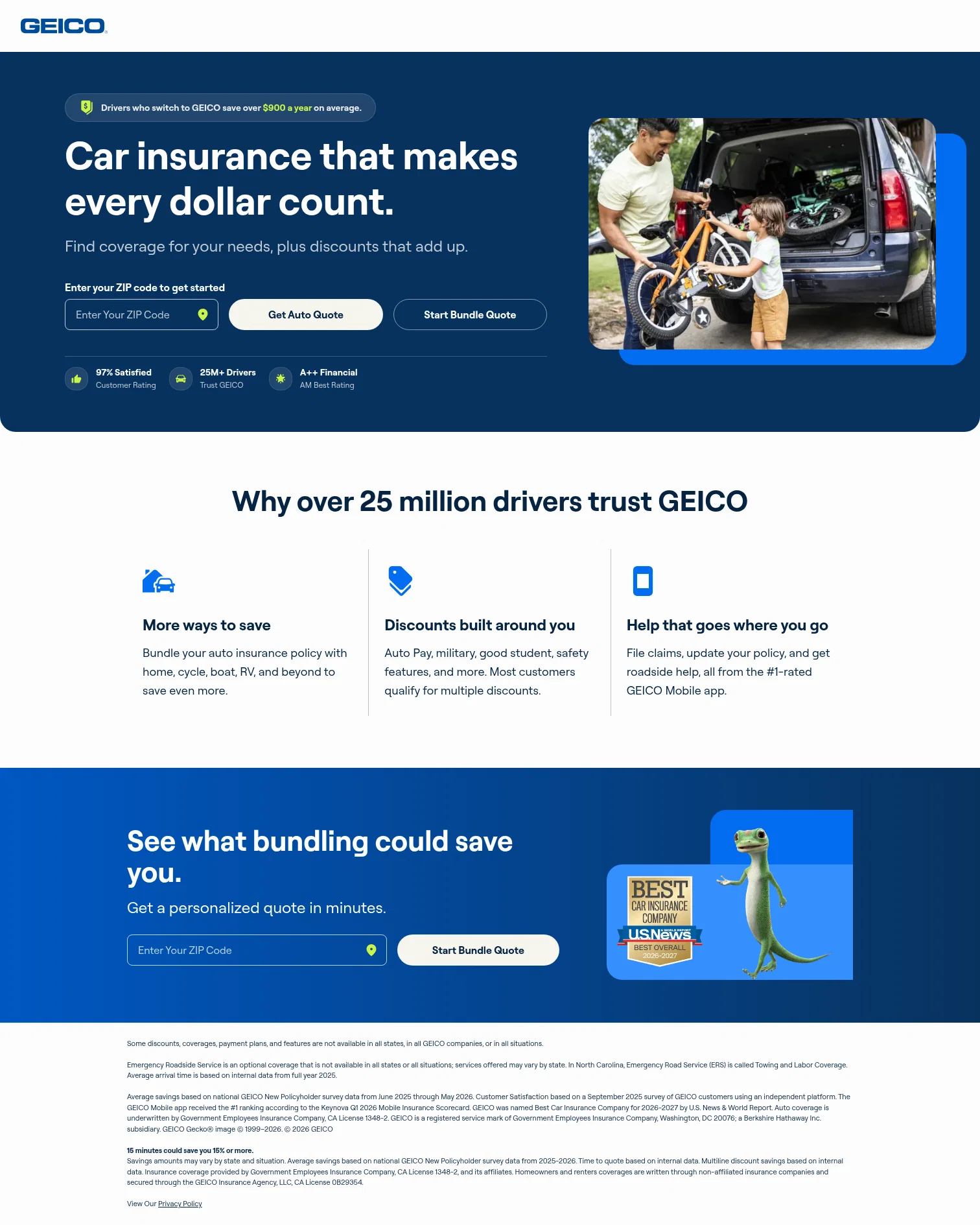 GEICO landing page