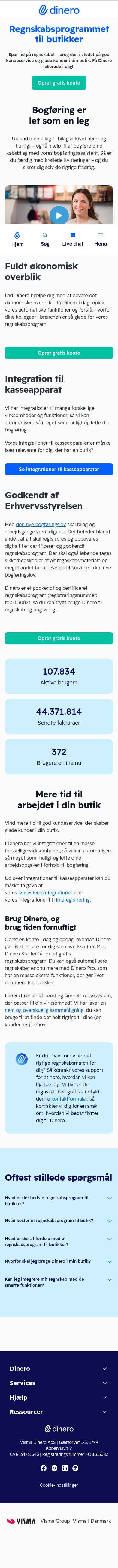 dinero.dk/hvem-er-dinero-for/butikker on mobile