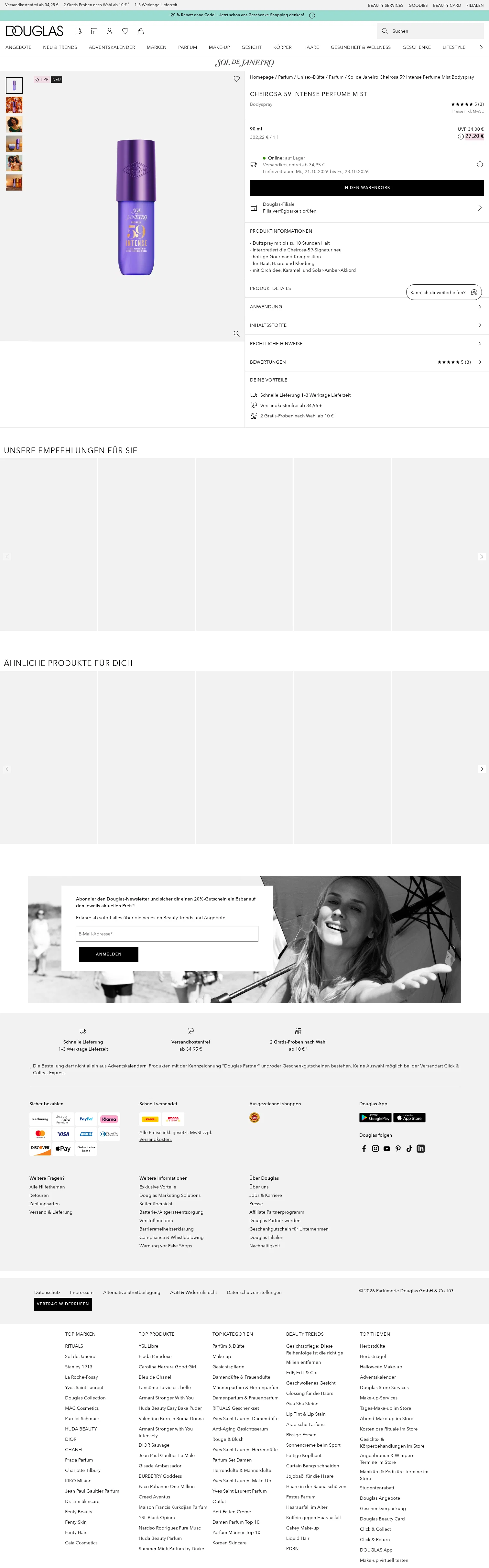 Sol de Janeiro landing page