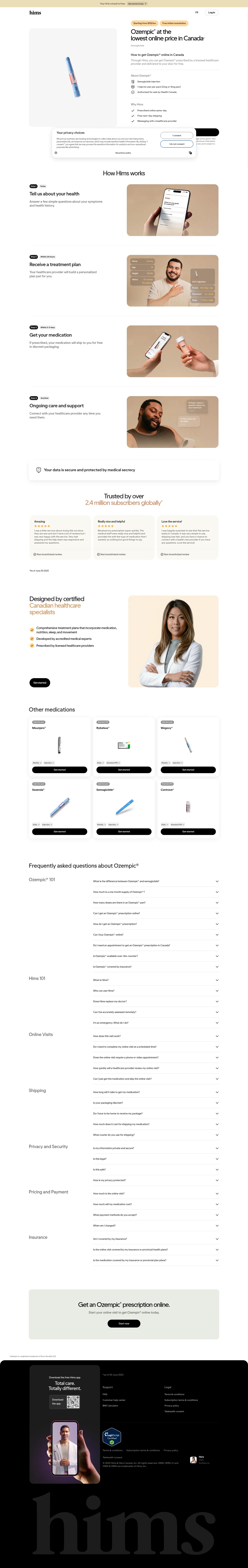 hims.ca/medications/ozempic on desktop, full screenshot