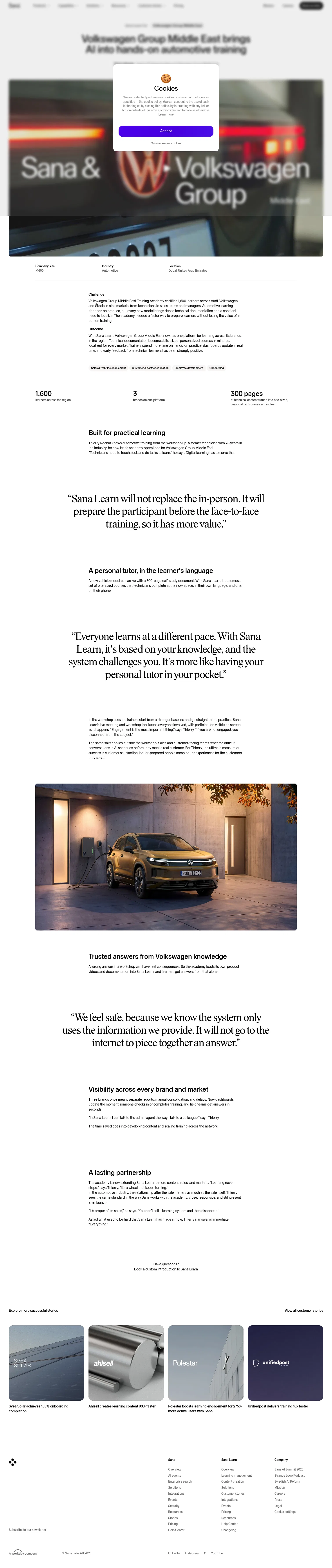 sanalabs.com/customers/learning/volkswagen-group on desktop, full screenshot