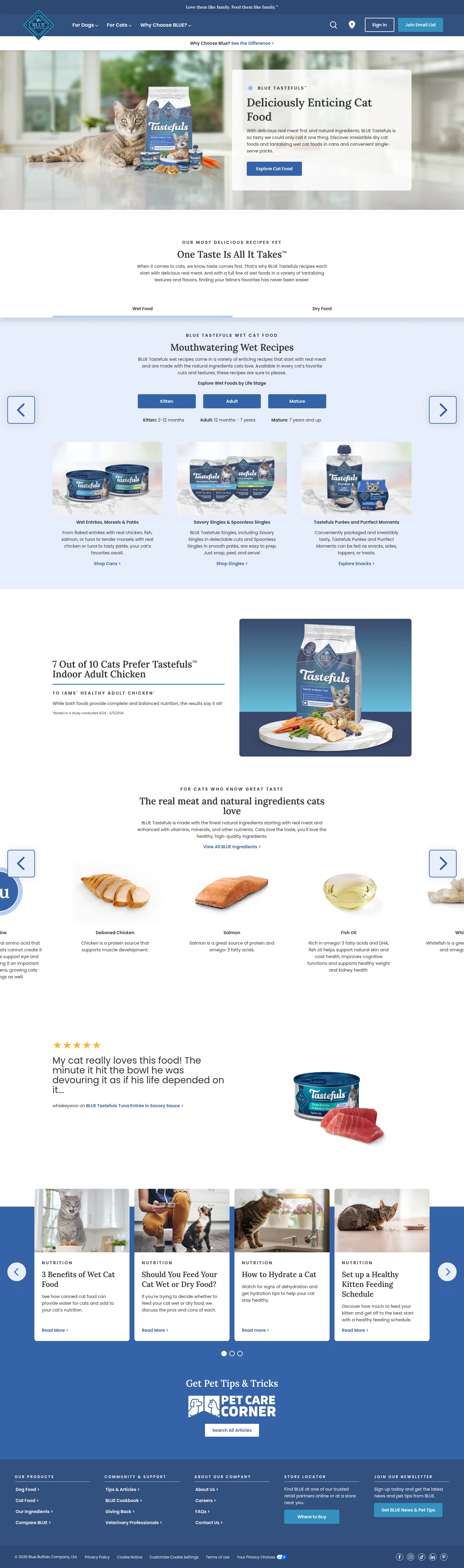 bluebuffalo.com/natural-cat-food/tastefuls on desktop, full screenshot