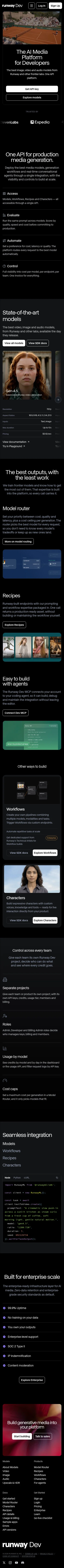 dev.runway.com on mobile