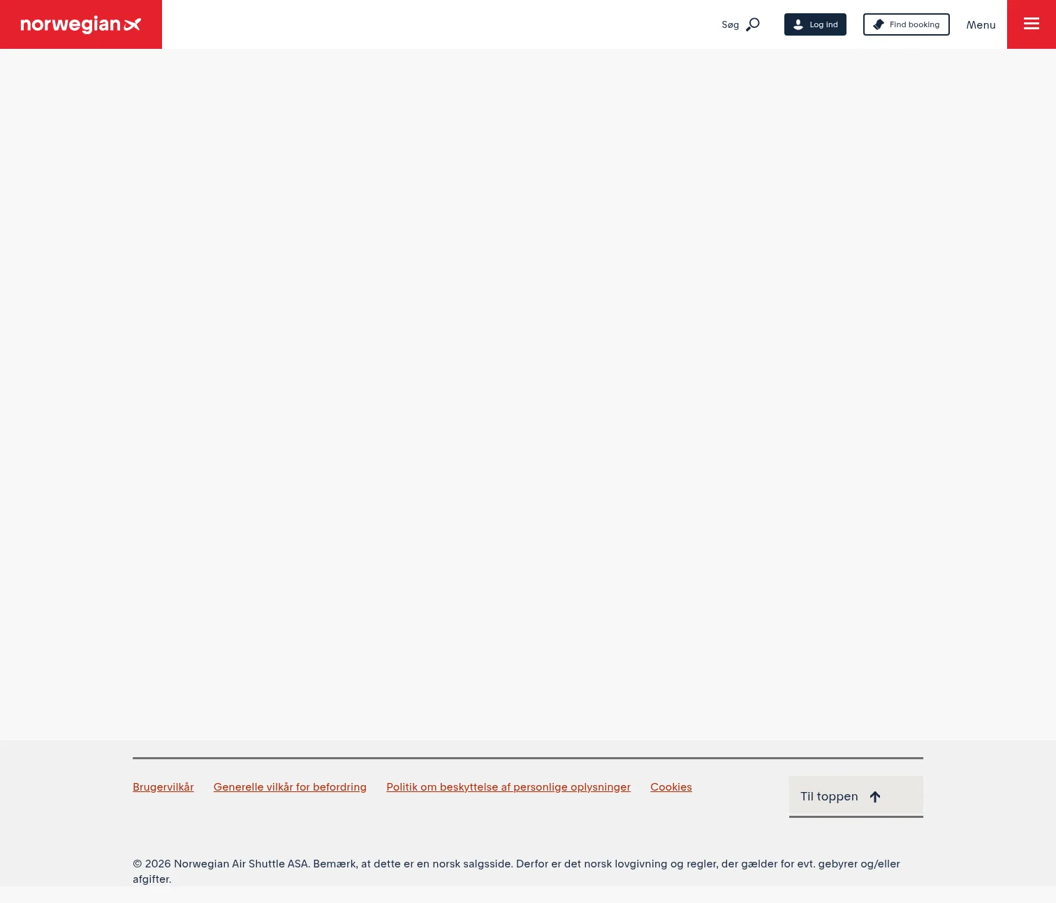 norwegian.com/dk/destinationer/Billund-Alledestinationer on desktop, full screenshot