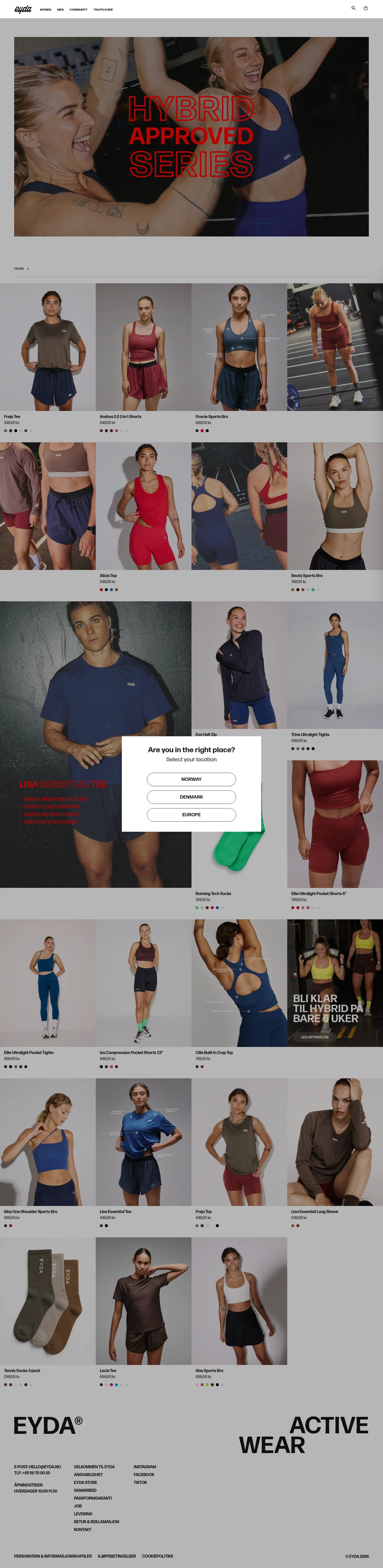eyda.no/collections/hybrid on desktop, full screenshot