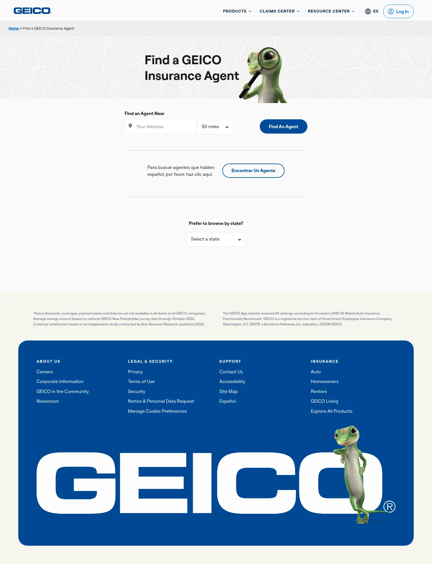 GEICO landing page