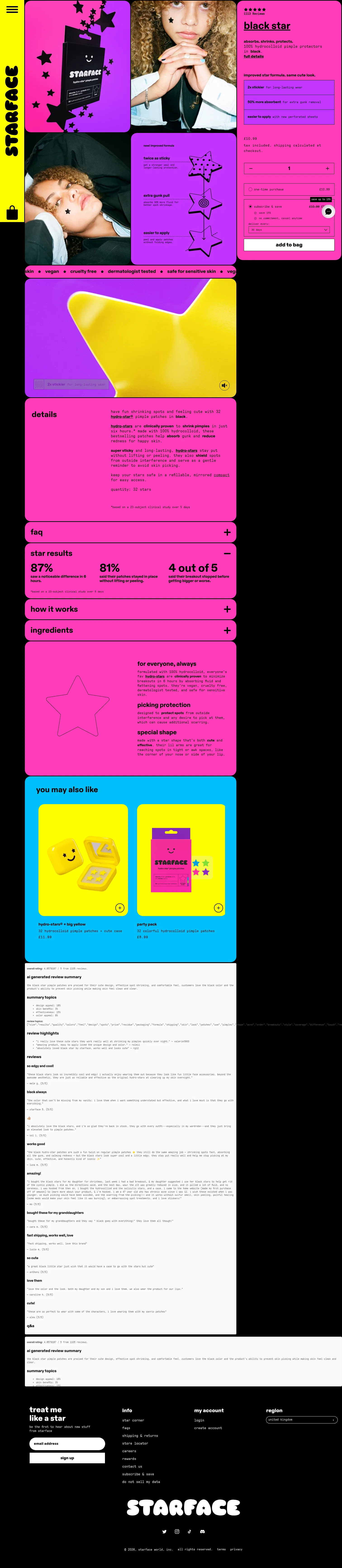 starfaceworld.co.uk/products/black-star on desktop, full screenshot