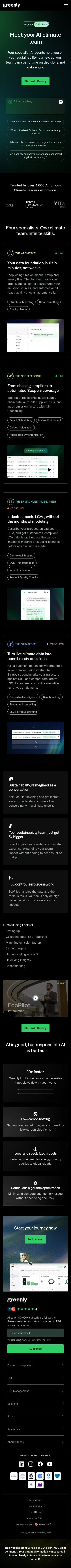 greenly.earth/en-gb/info/artificial-intelligence on mobile, full screenshot