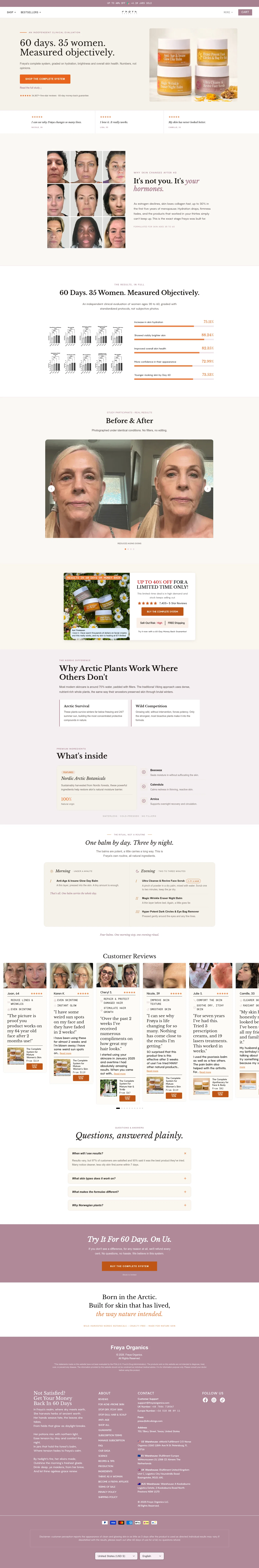 Frøya Organics landing page