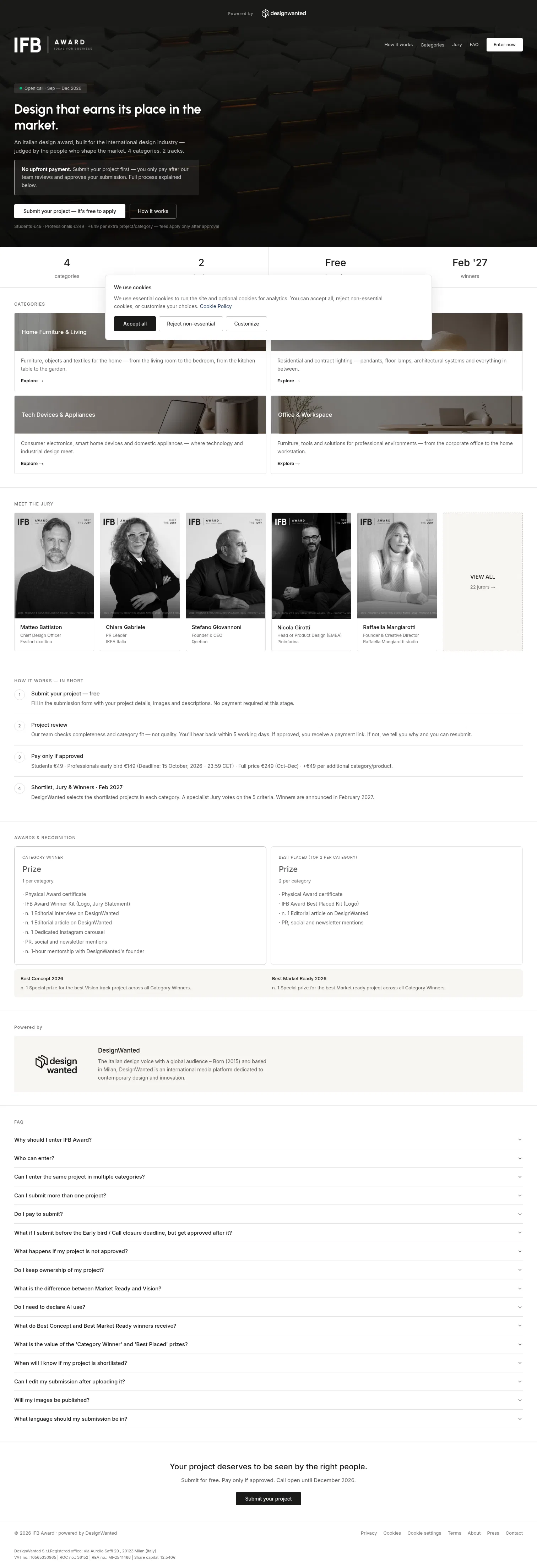ifbaward.designwanted.com on desktop, full screenshot