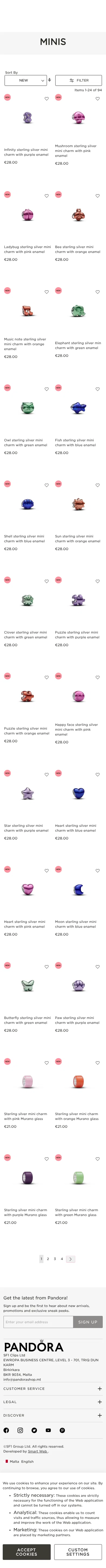 pandorashop.mt/minis on mobile