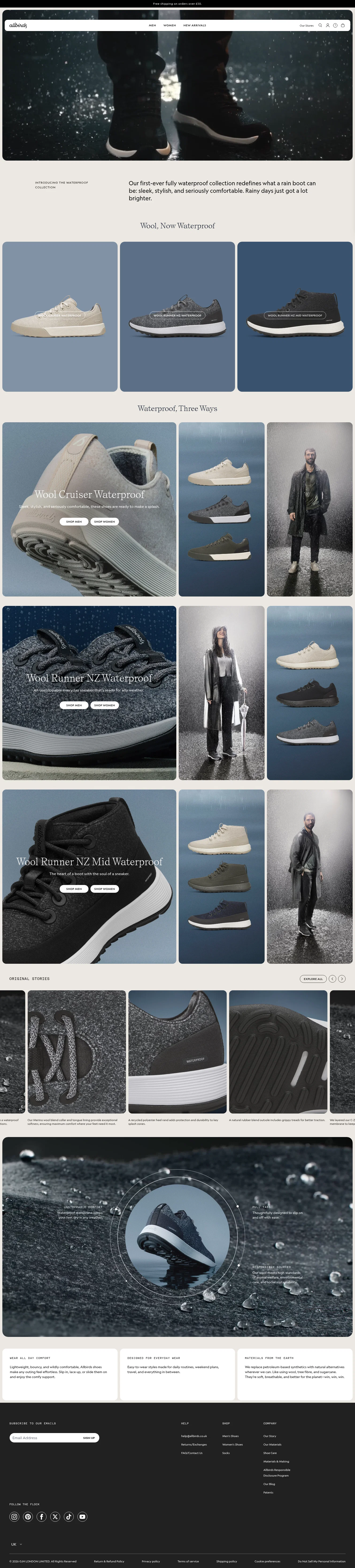 allbirds.co.uk/pages/waterproof-collection on desktop