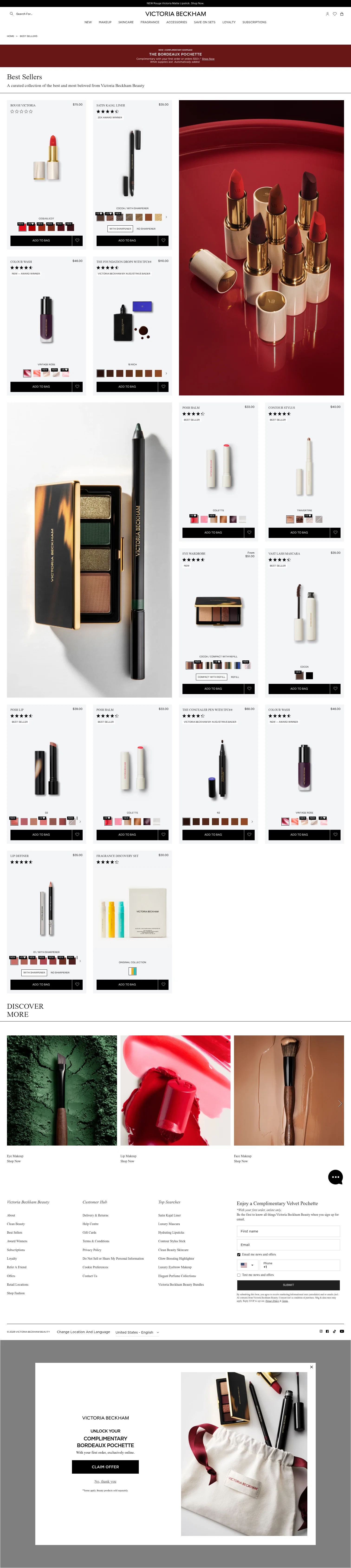 Victoria Beckham Beauty landing page