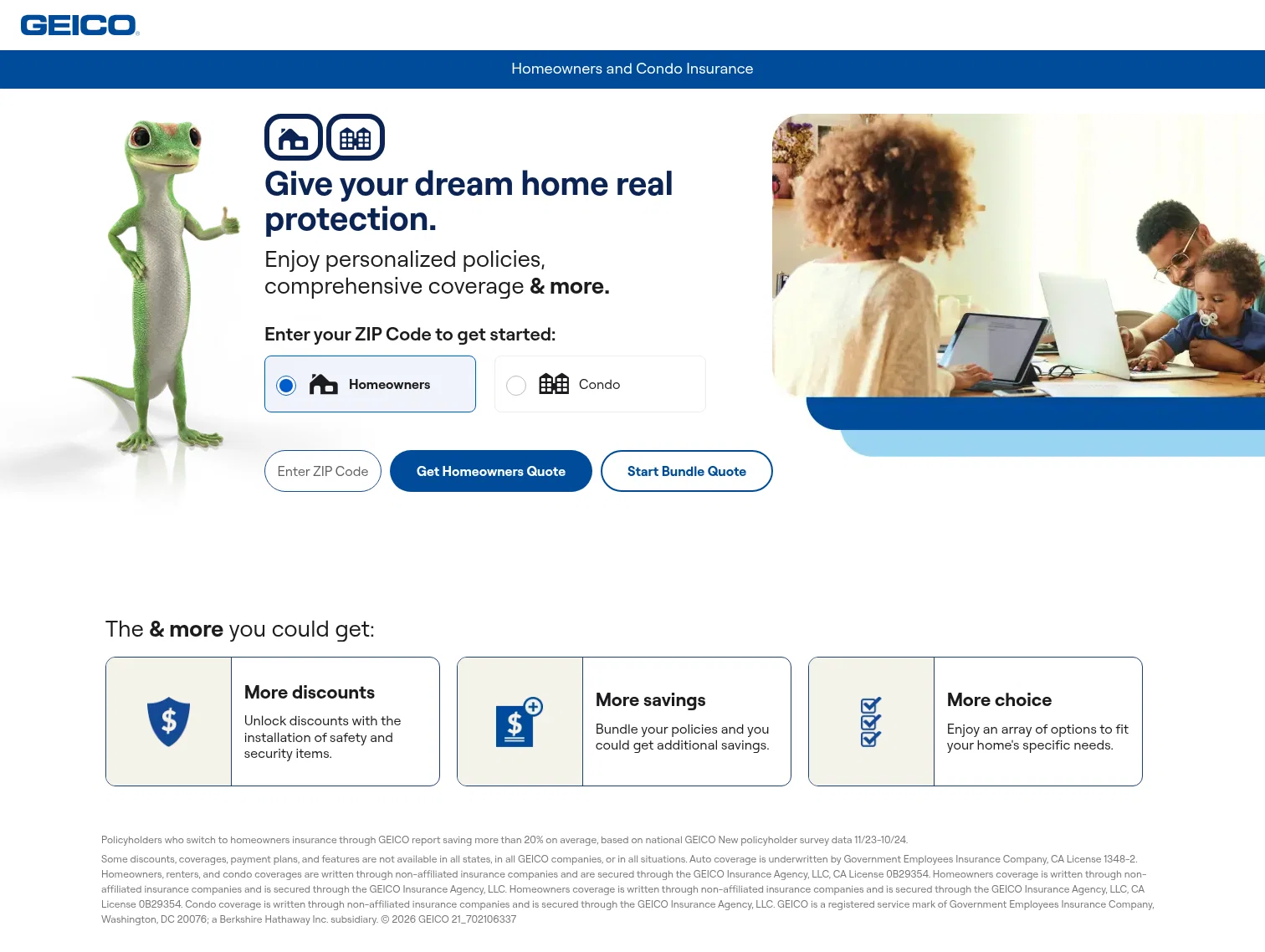 GEICO landing page