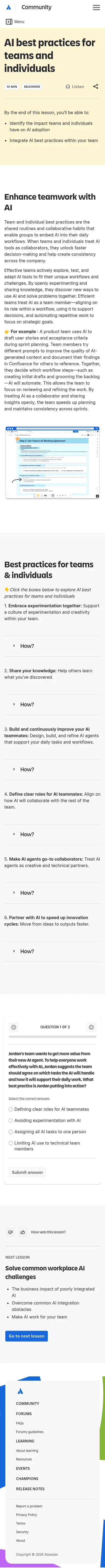community.atlassian.com/learning/course/make-ai-a-part-of-the-team/lesson/ai-best-practices-for-employees on mobile, full screenshot