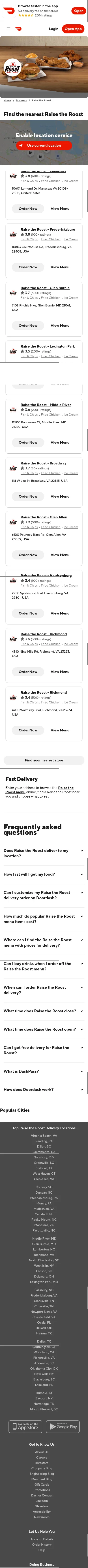 doordash.com/business/Raise-the-Roost-724685 on mobile