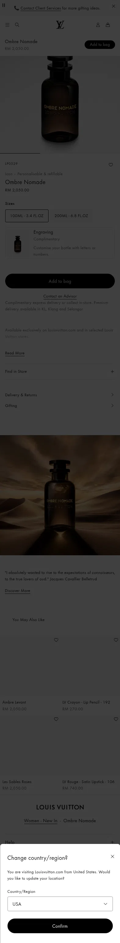 my.louisvuitton.com/eng-my/products/ombre-nomade-nvprod990245v/LP0095 on mobile, full screenshot