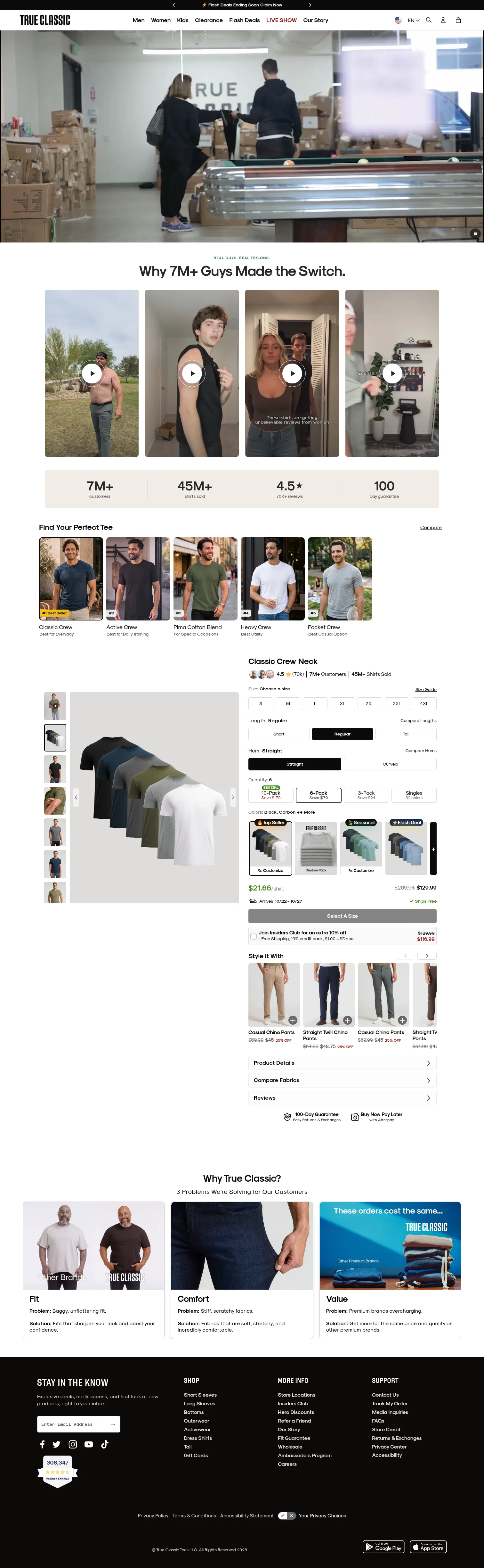 trueclassictees.com on desktop, full screenshot