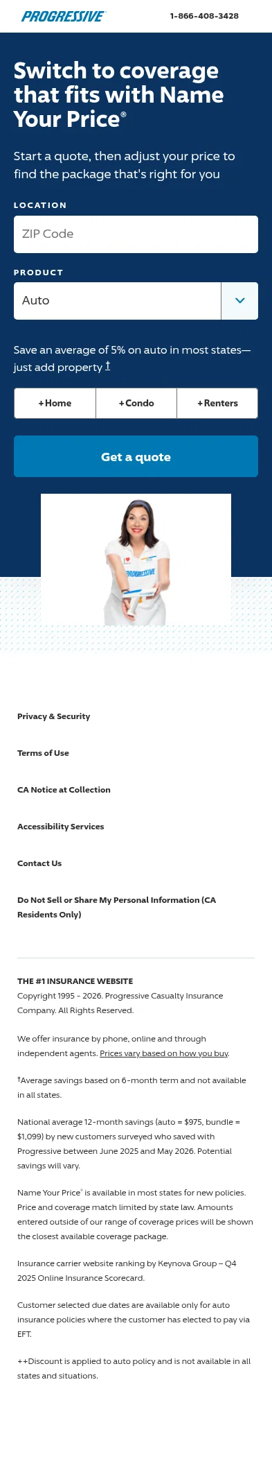 progressive.com/lp/auto-name-your-price on mobile