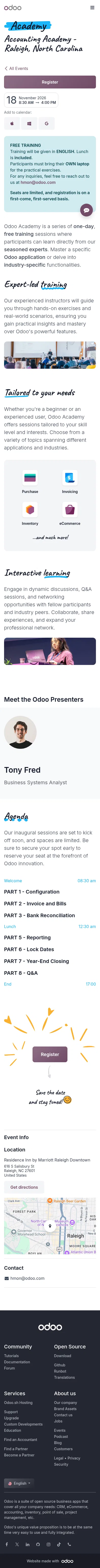odoo.com/event/accounting-academy-raleigh-north-carolina-9586/register on mobile, full screenshot