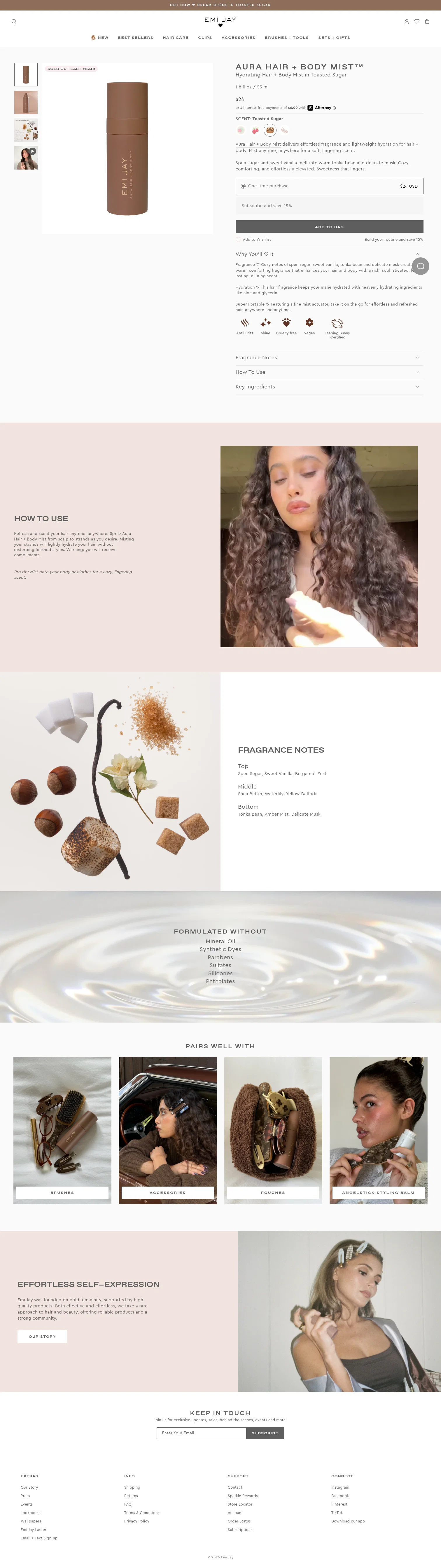 emijay.com/products/aura-scented-hair-body-mist-in-toasted-sugar on desktop