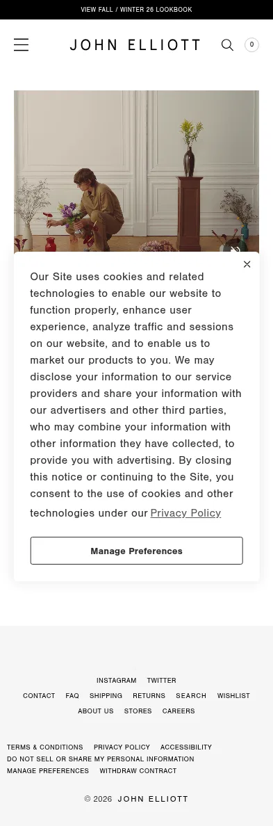 johnelliott.com on mobile, full screenshot