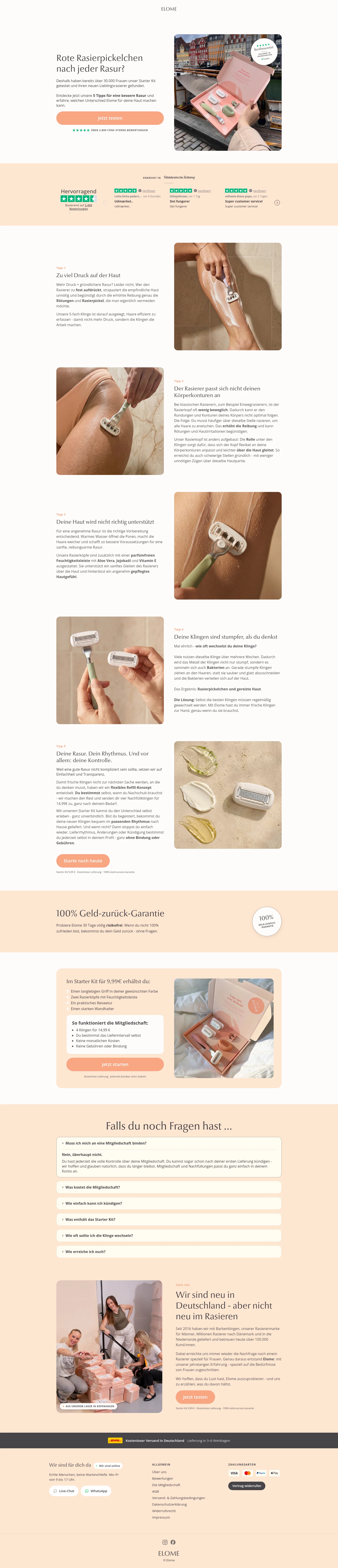 Elome landing page
