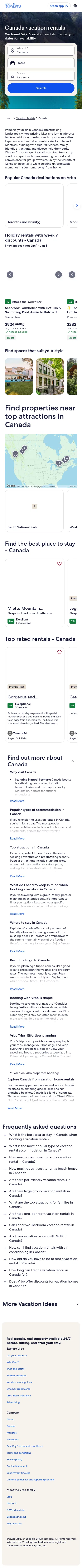 vrbo.com/vacation-rentals/canada on mobile, full screenshot
