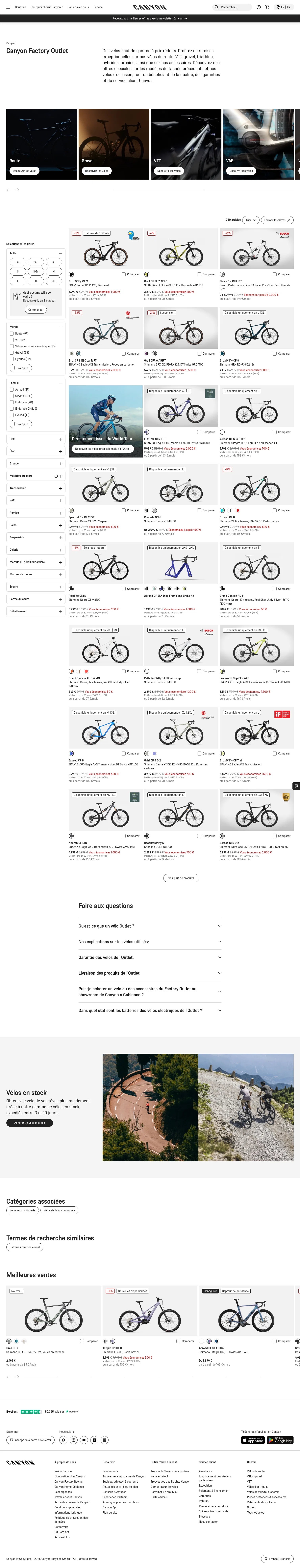 canyon.com/fr-fr/promo-velos on desktop, full screenshot