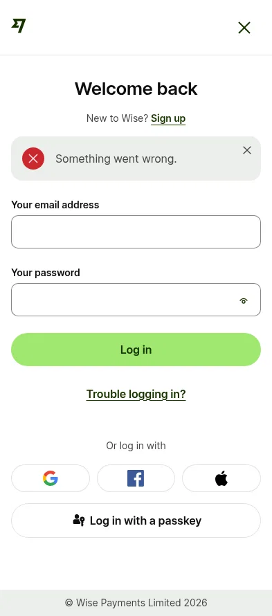 wise.com/login on mobile