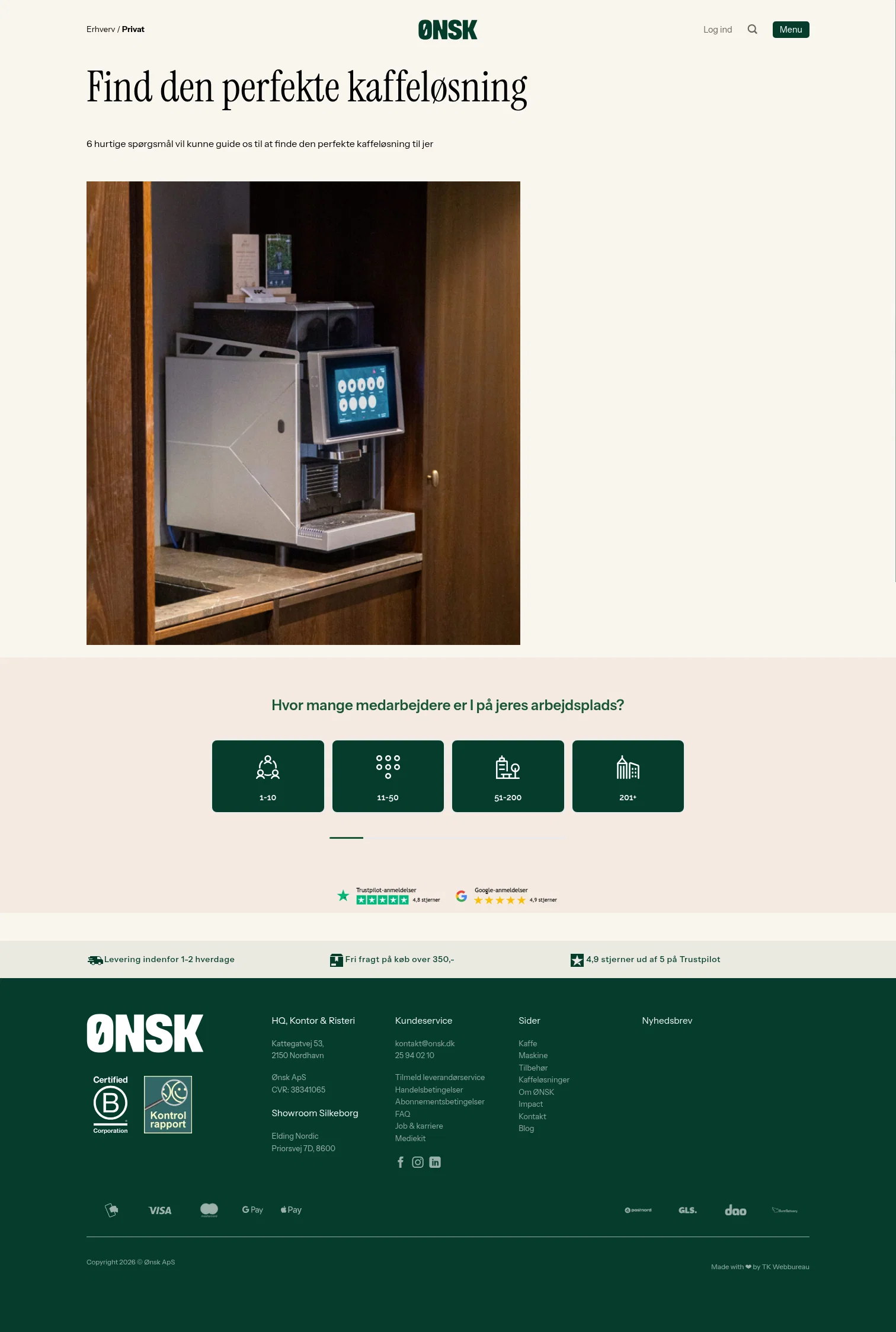 Ønsk landing page