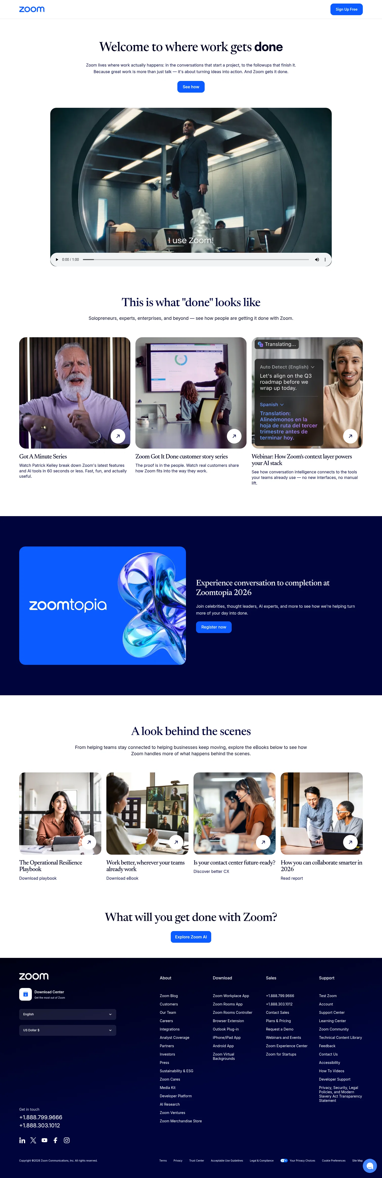 Zoom landing page