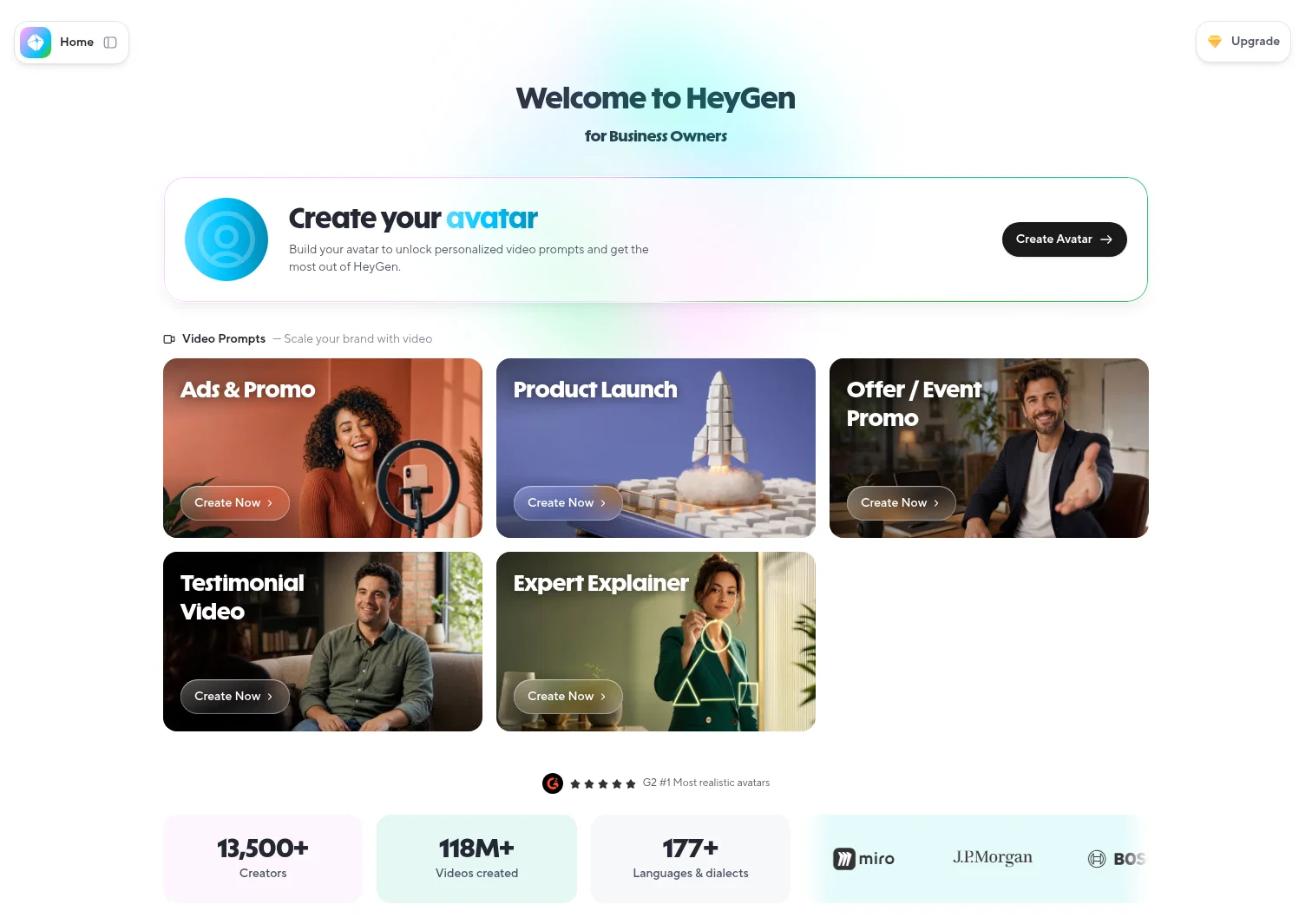 app.heygen.com/home/business on desktop