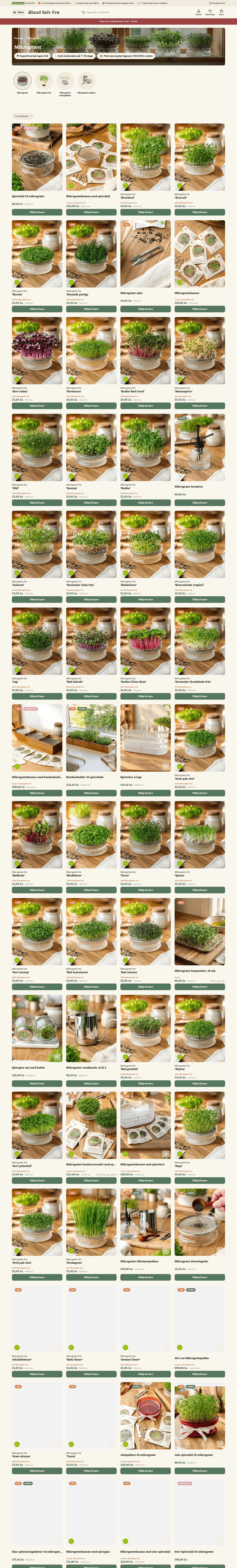 blandselvfroe.dk/collections/mikrogroent on desktop, full screenshot