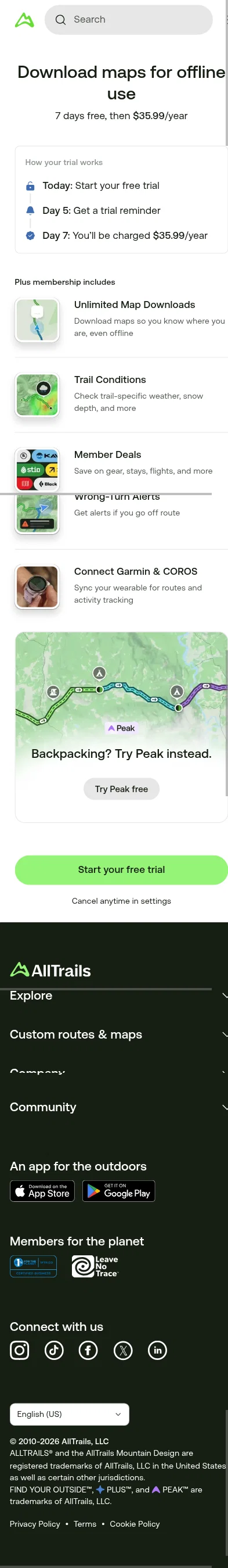 alltrails.com/plans on mobile