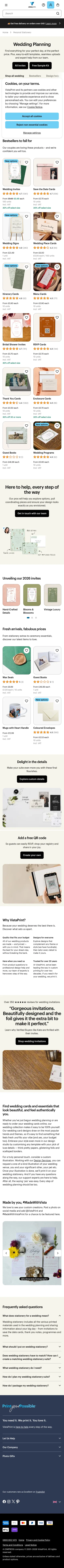 vistaprint.co.uk/stationery/wedding on mobile, full screenshot
