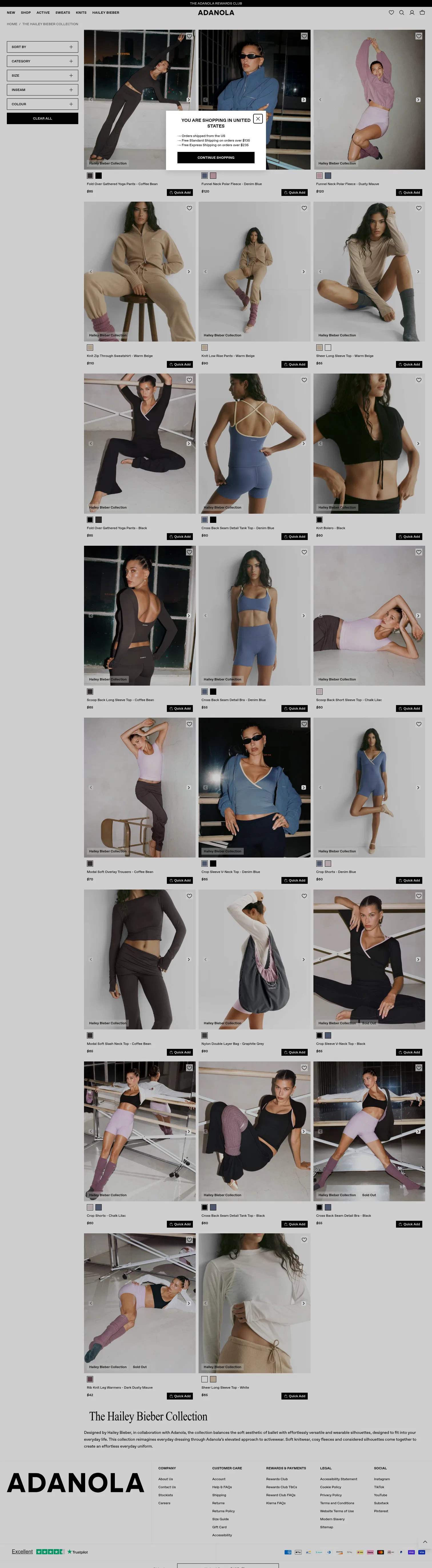 adanola.com/collections/the-hailey-bieber-collection on desktop, full screenshot