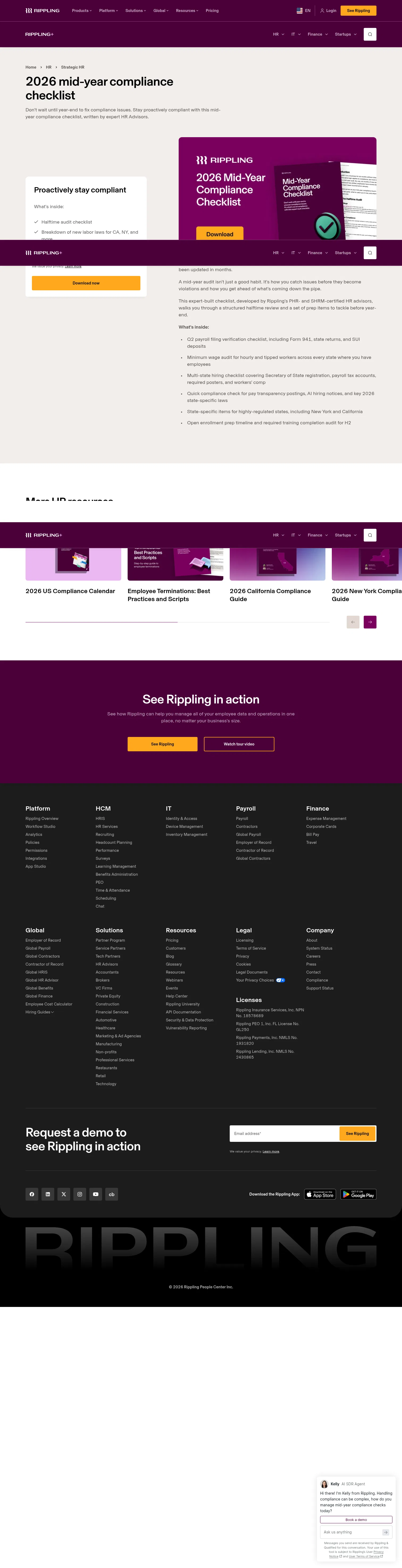 rippling.com/resources/2026-mid-year-compliance-checklist on desktop, full screenshot