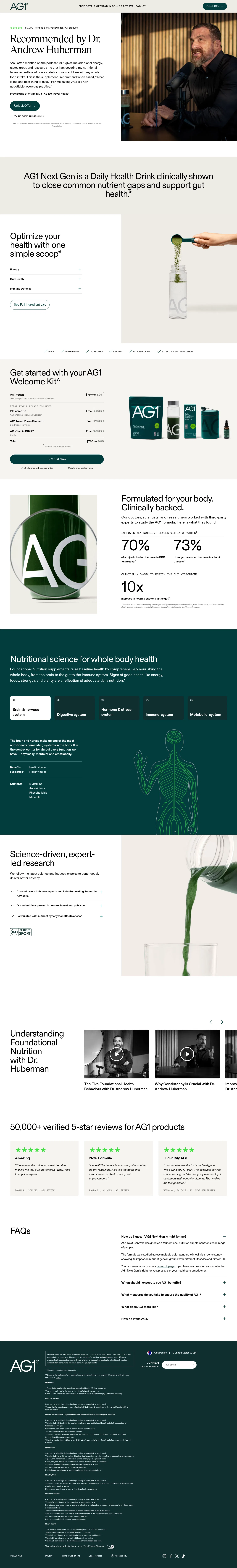 drinkag1.com/apac-us/partner/huberman/ctr on desktop, full screenshot