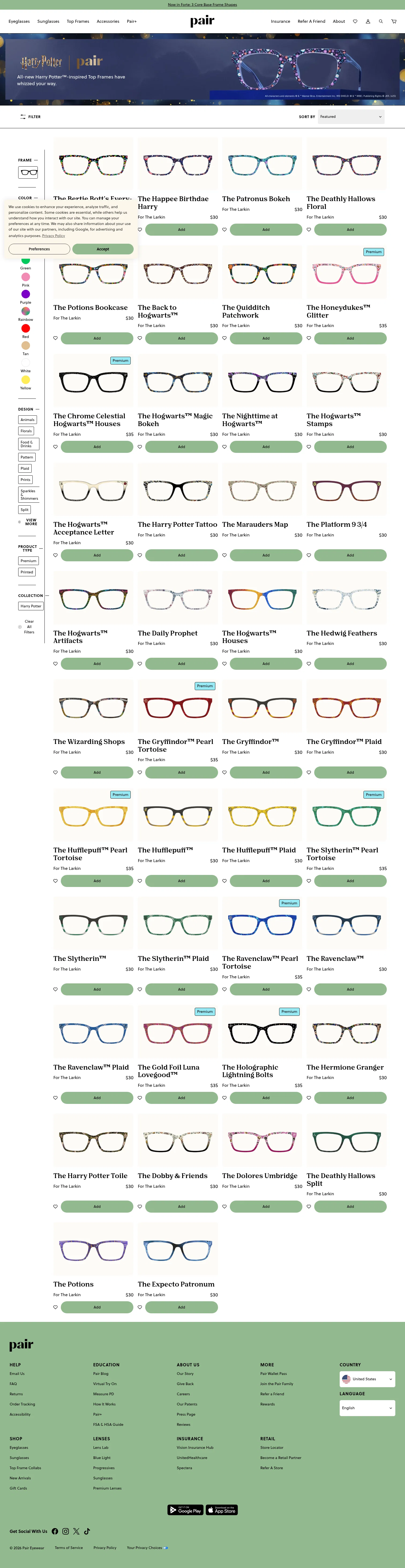 Pair Eyewear landing page