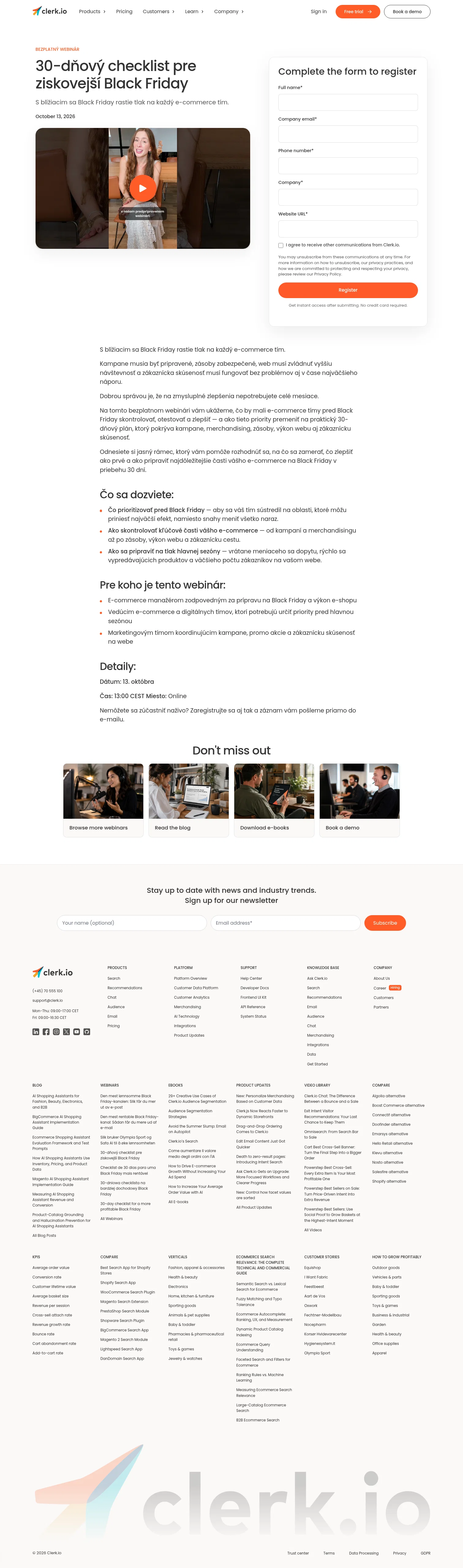 Clerk landing page