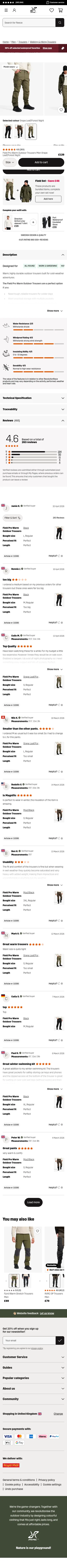 revolutionrace.co.uk/men/trousers/walking-hiking-trousers/field-pro-warm-outdoor-pants-men on mobile, full screenshot