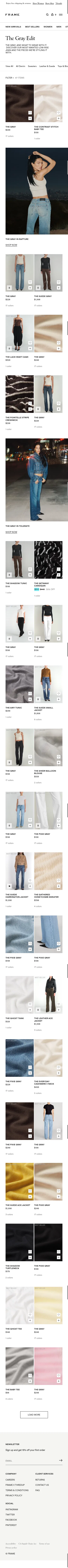 frame-store.com/collections/amelia-gray-x-frame on mobile, full screenshot