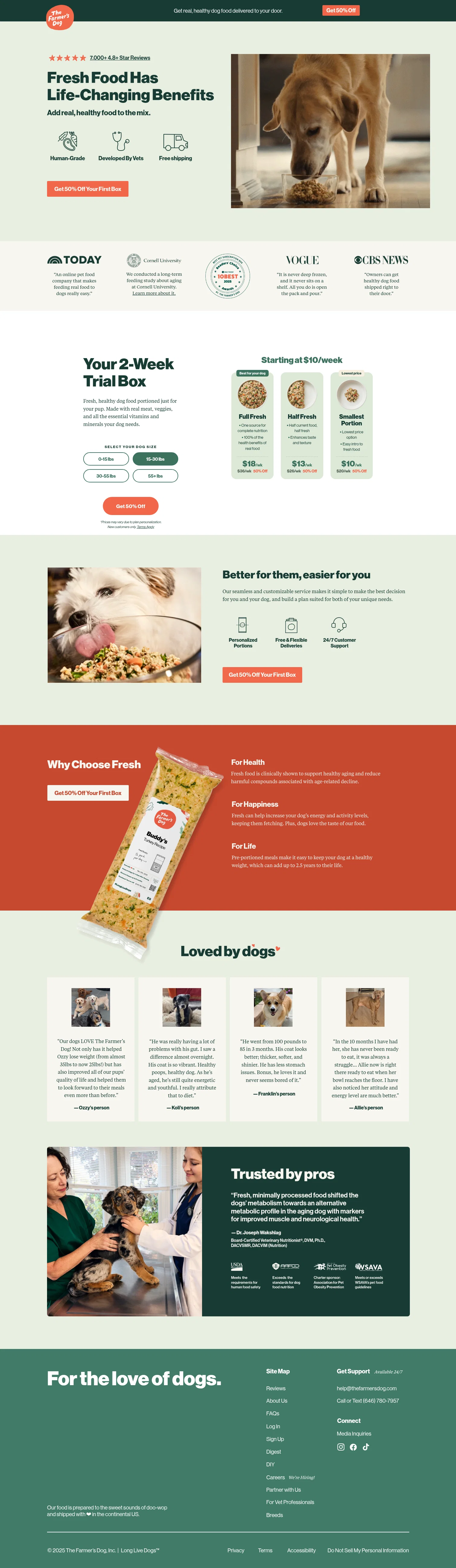 The Farmer's Dog landing page